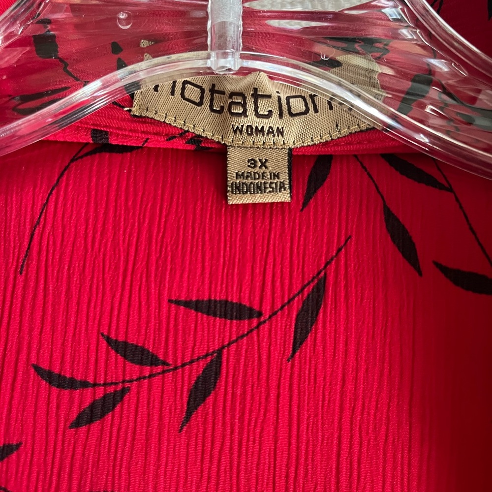 Notations Red Leaf Print Button Down Blouse Women’s Size 3X - Picture 2 of 16